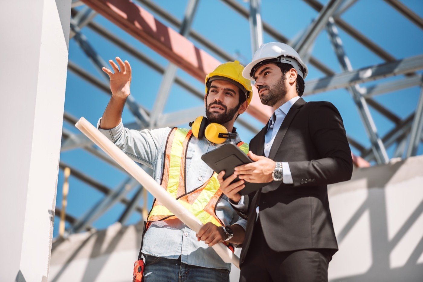 KP Constructions team planning at a construction site